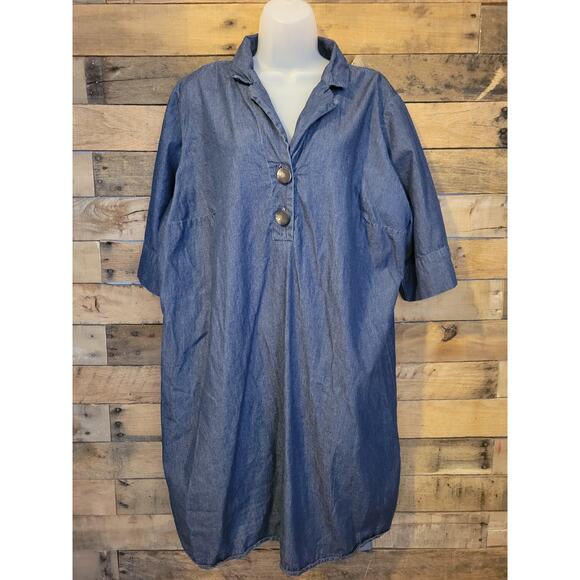 SALE-Millenium women's dark blue jean loose fitting pull over dress size 2x - Picture 1 of 11